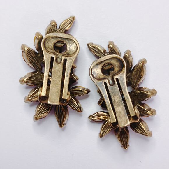 Unsigned Heidi Daus Purple Rhinestone Clip-On Earrings Striped Evening Cocktail - Picture 8 of 11